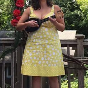 Yellow polka v-neck sleeveless Boden dress